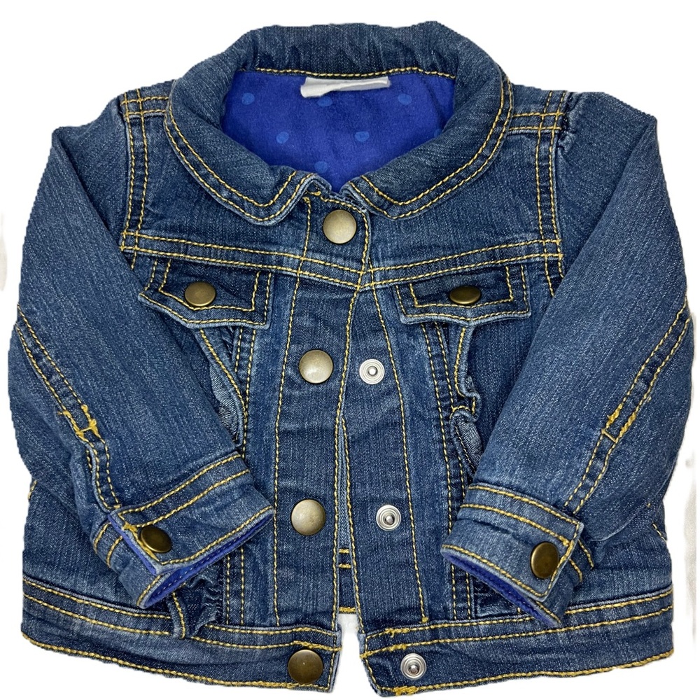 2/$10 Crazy 8 6-12m baby girls button up lightweight blue denim jacket